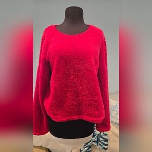 Jessica Simpson Red Fuzzy Crew Neck Sweater
